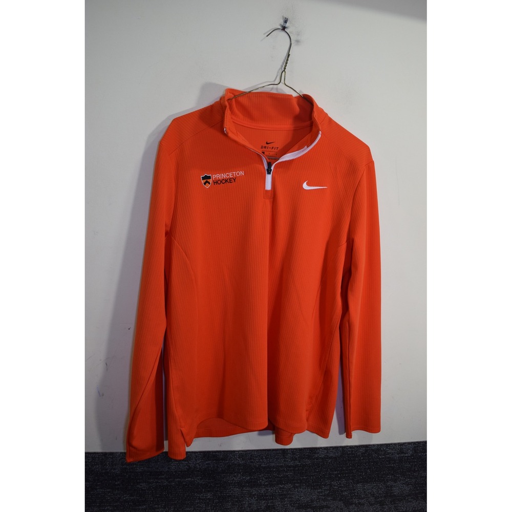 Nike Princeton Hockey TEAM ISSUED Dri-FIT 1/4 Zip Pullover Orange Womens L Ivy